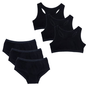 Girls 5 Pack Hipster & 3 Pack Crop Top Black