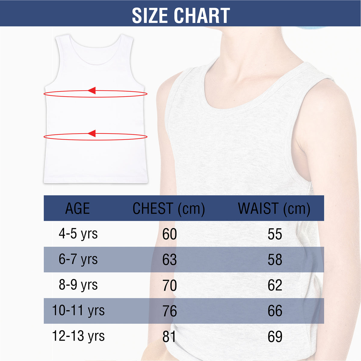 Boys 5pk Cotton White Vests