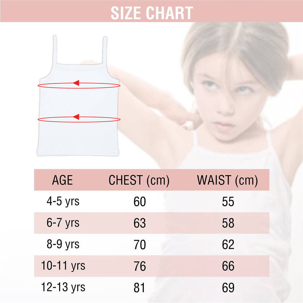 Girls 5pk Cotton White Cami Vests