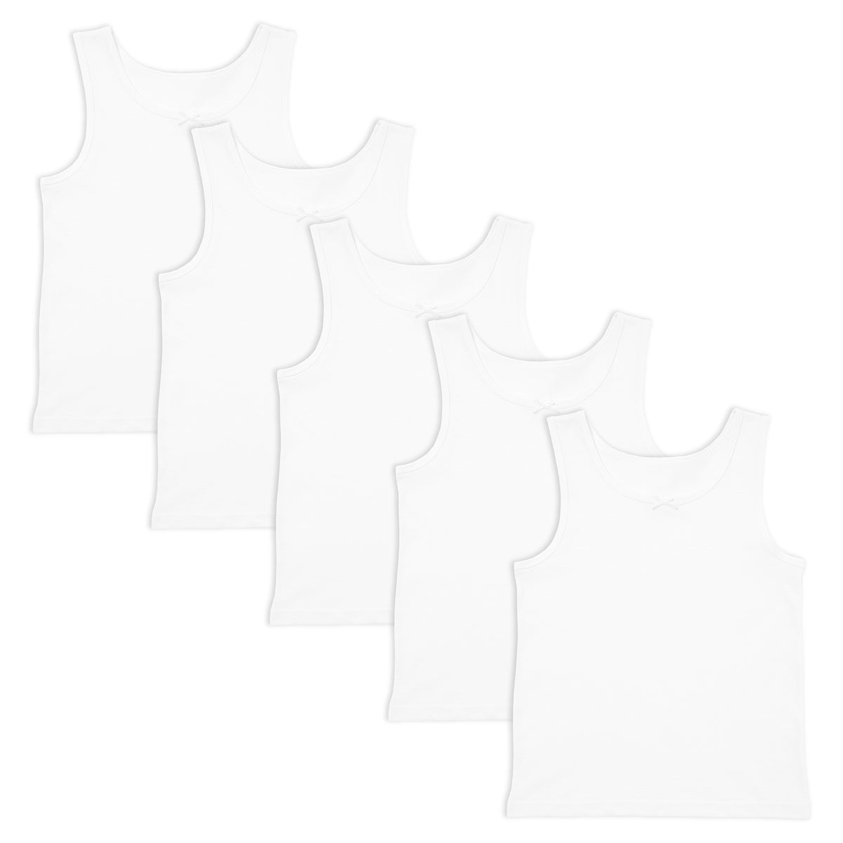 Girls 5pk Cotton White Vests