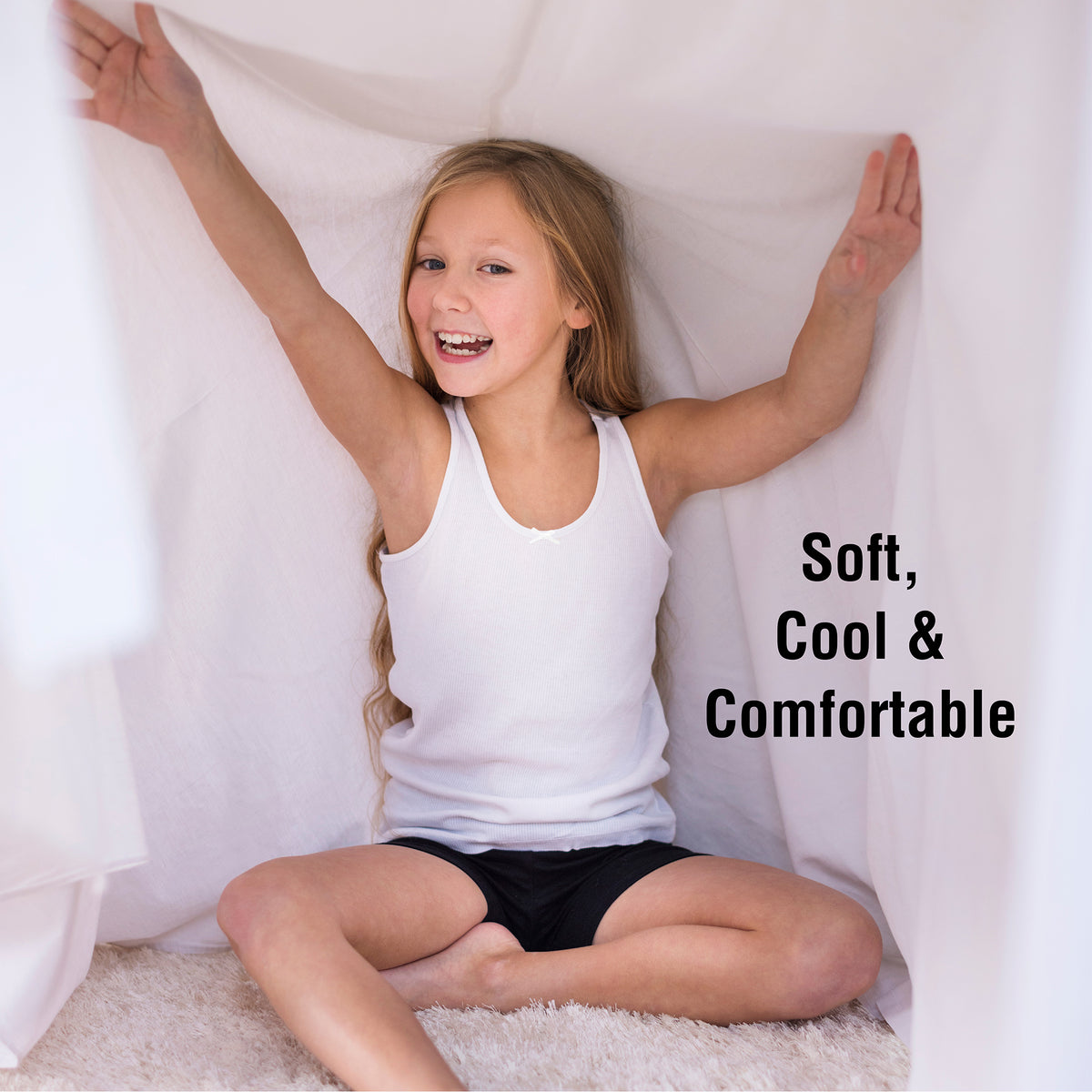Girls 5pk Cotton White Vests