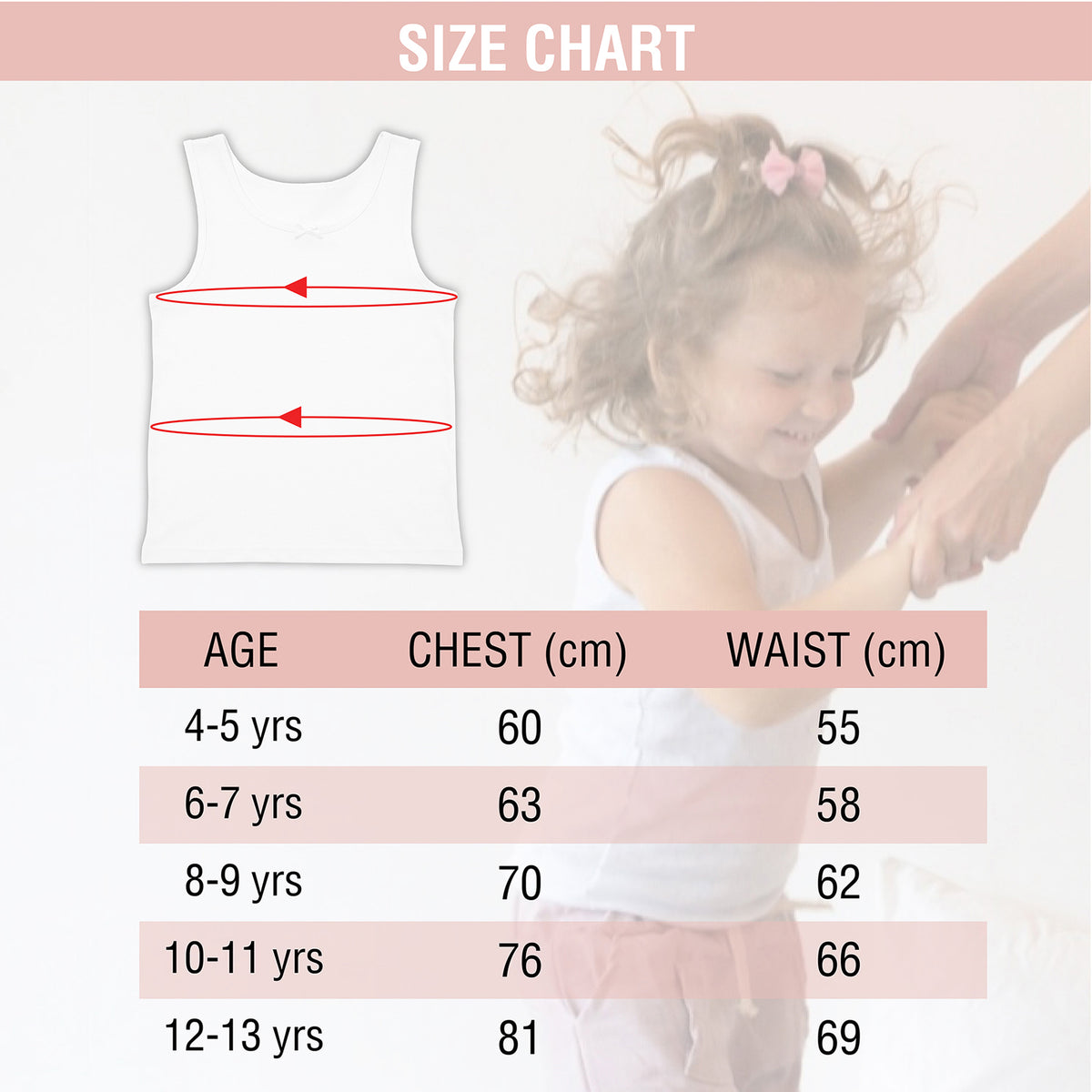 Girls 5pk Cotton White Vests