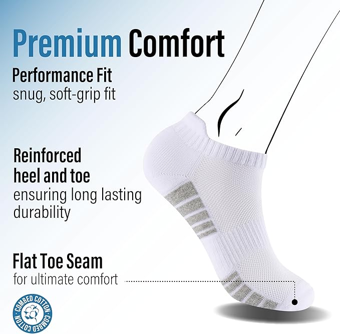 Mens 6pk Striped Half Terry White/grey Trainer Socks