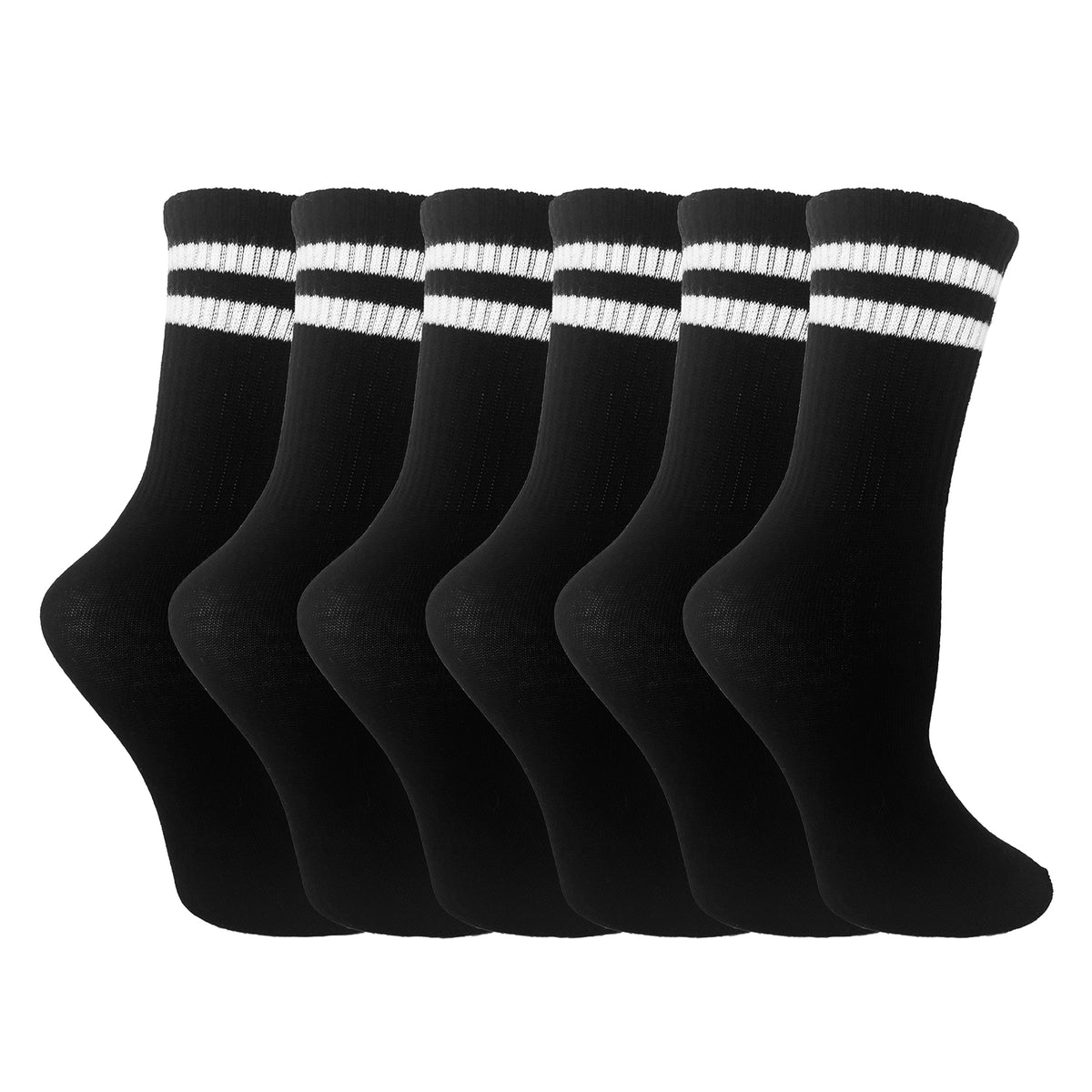 Womens 6pk Pack Black Sports Socks