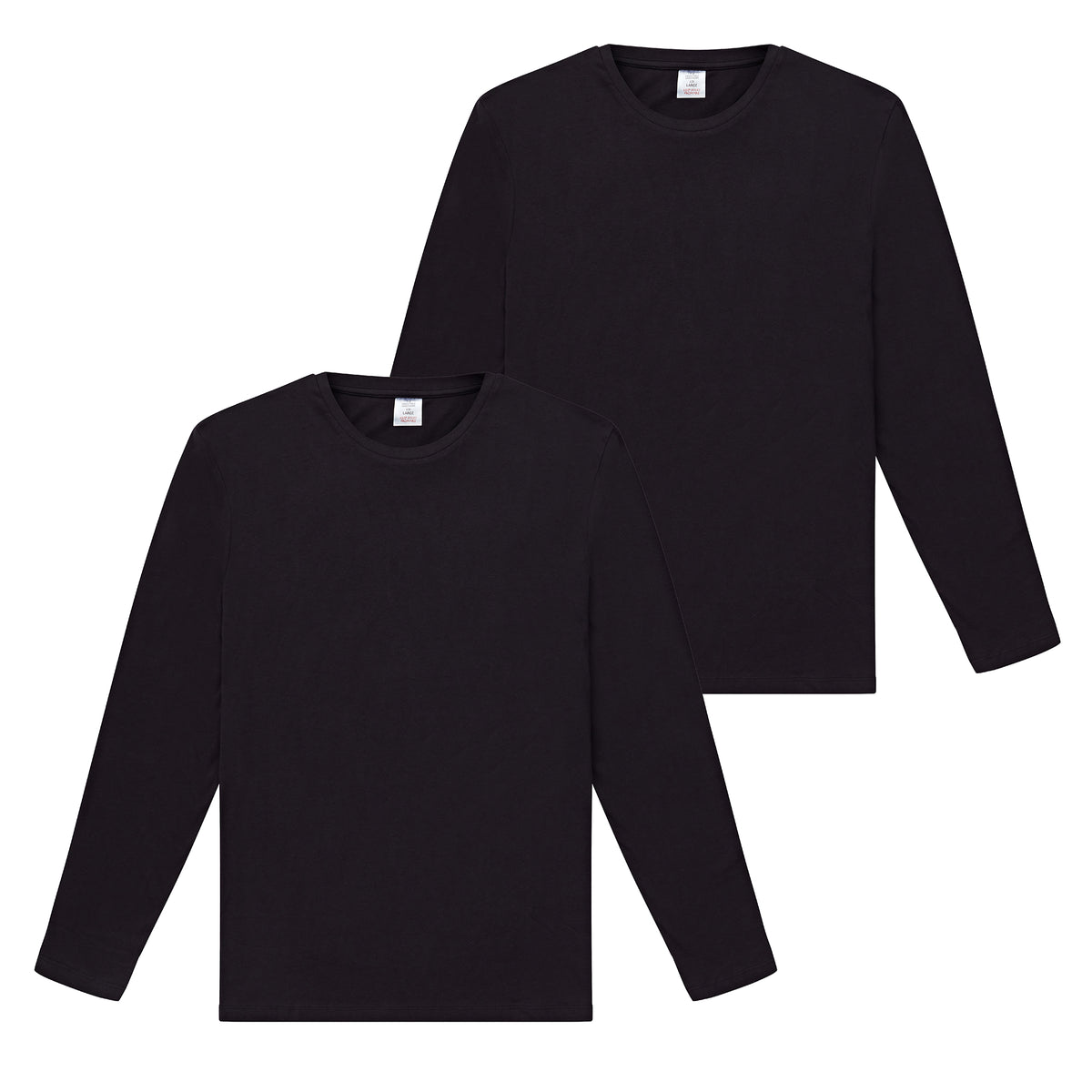 Mens 2pk Black Long Sleeve T-Shirt