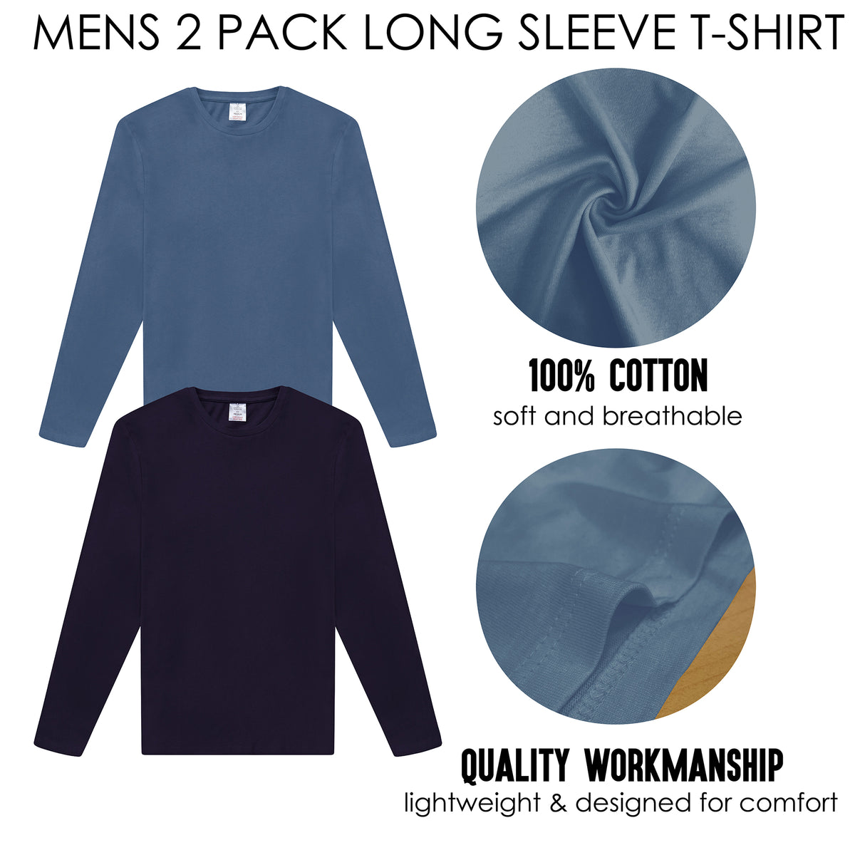 Mens 2pk Long Sleeve T-Shirt