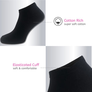 Ladies 12PK Trainer Liner Socks Black