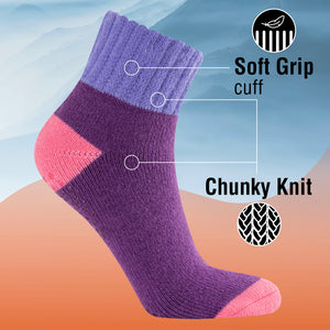 Womens 3 pack Brushed Lounge Socks Bright Block