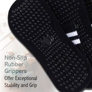 Ladies 4pk Bamboo Yoga/Pilates Black Ankle Socks