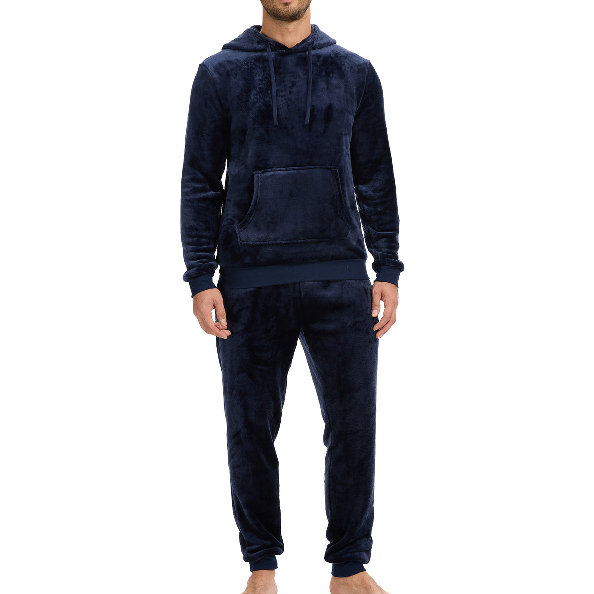 Mens Flannel & Sherpa Lined grey LS Pyjamas Set