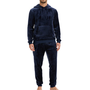 Mens Flannel & Sherpa Lined grey LS Pyjamas Set