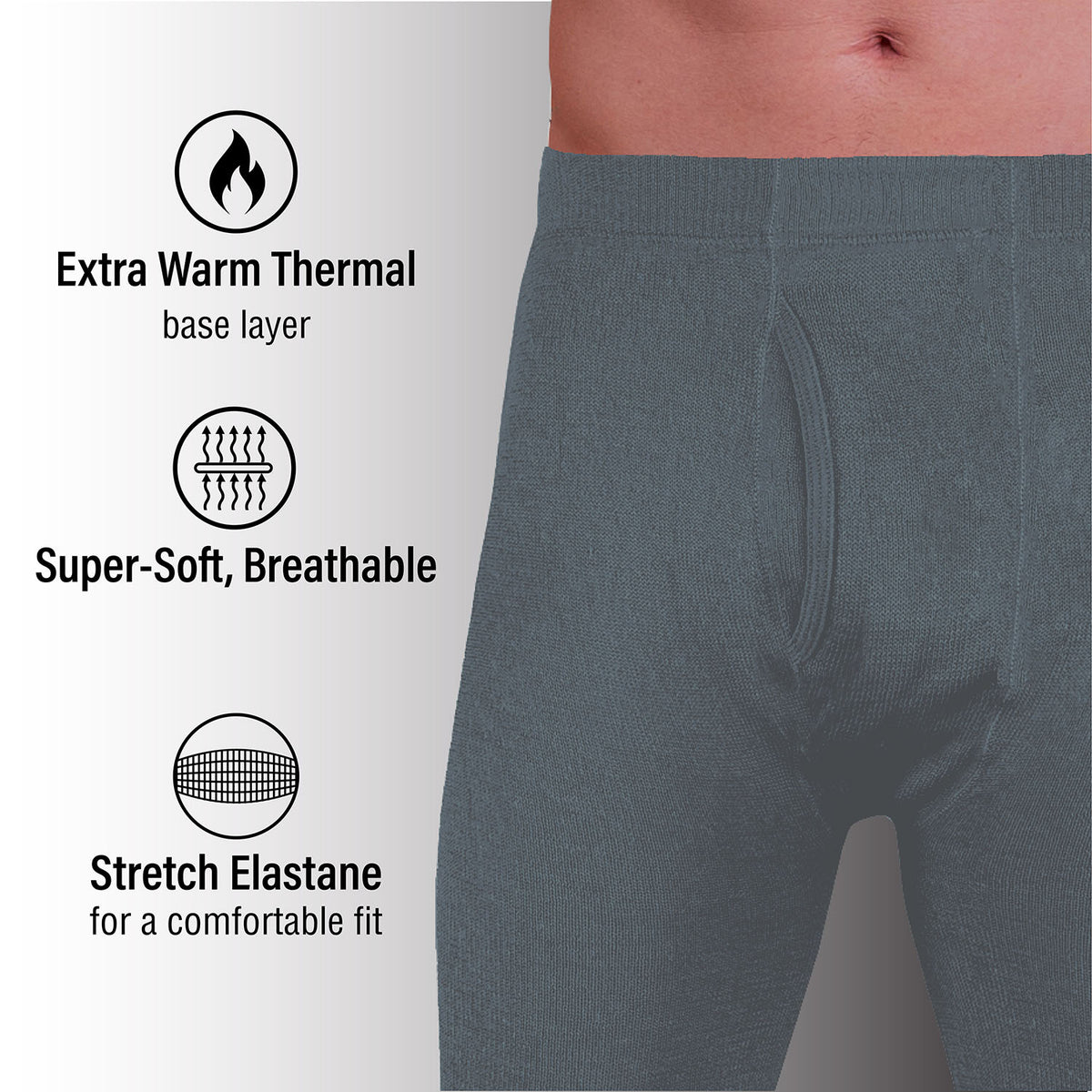Mens Thermal Underwear Long John Slate Grey