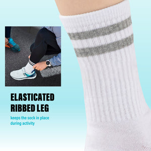 Womens 12 Pack Sports Ankle/Crop Length Socks (White/ Grey Stripes)