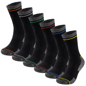 Mens 6 Pack Premium Cotton Blend Contrast Stripe Black Work Socks