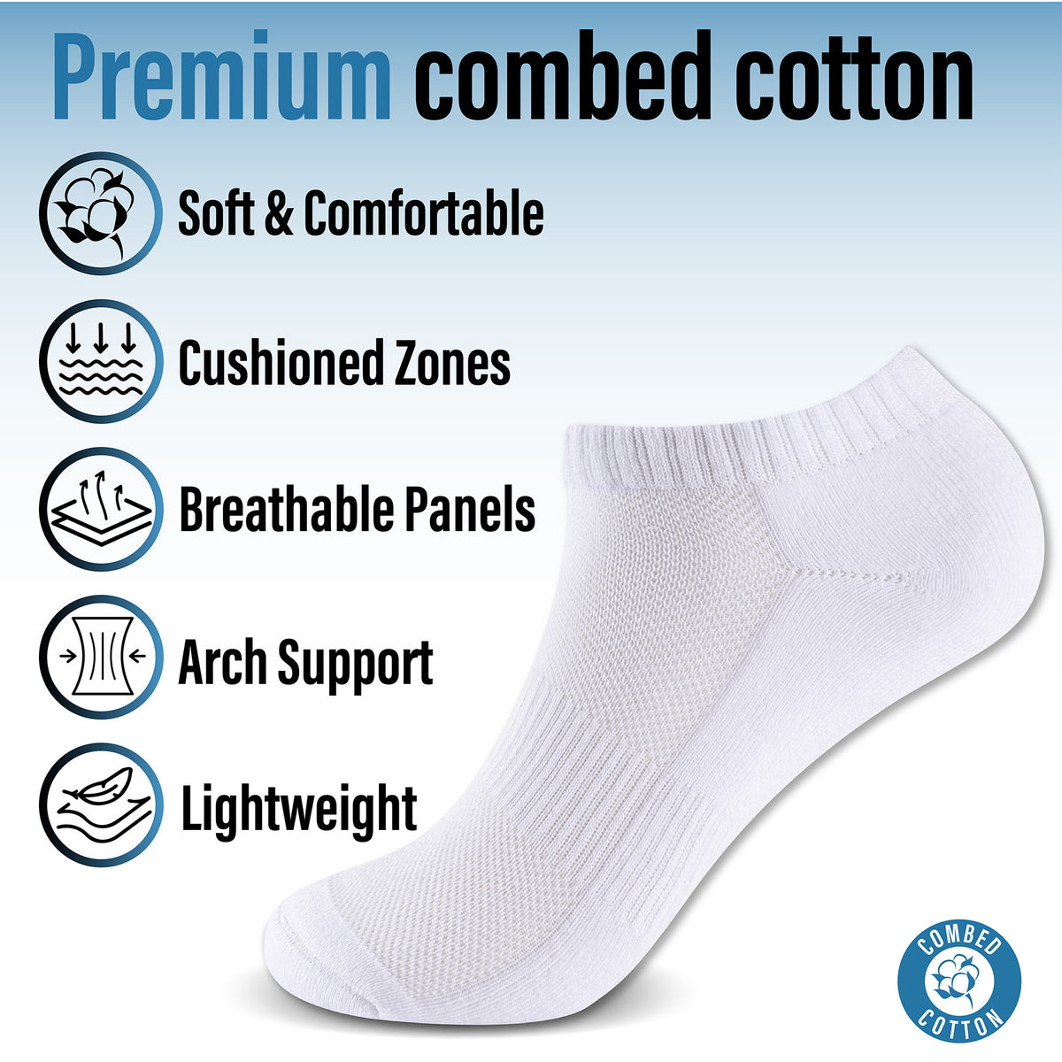 Womens 12pk Half Terry White Trainer Socks