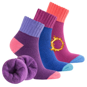 Womens 3 pack Brushed Lounge Socks Bright Block