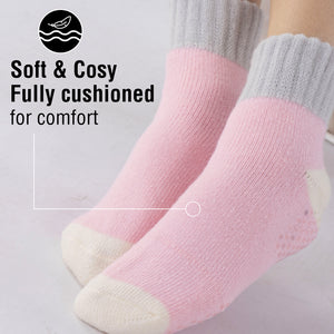 Womens 3 pack Brushed Lounge Socks Neutral Block