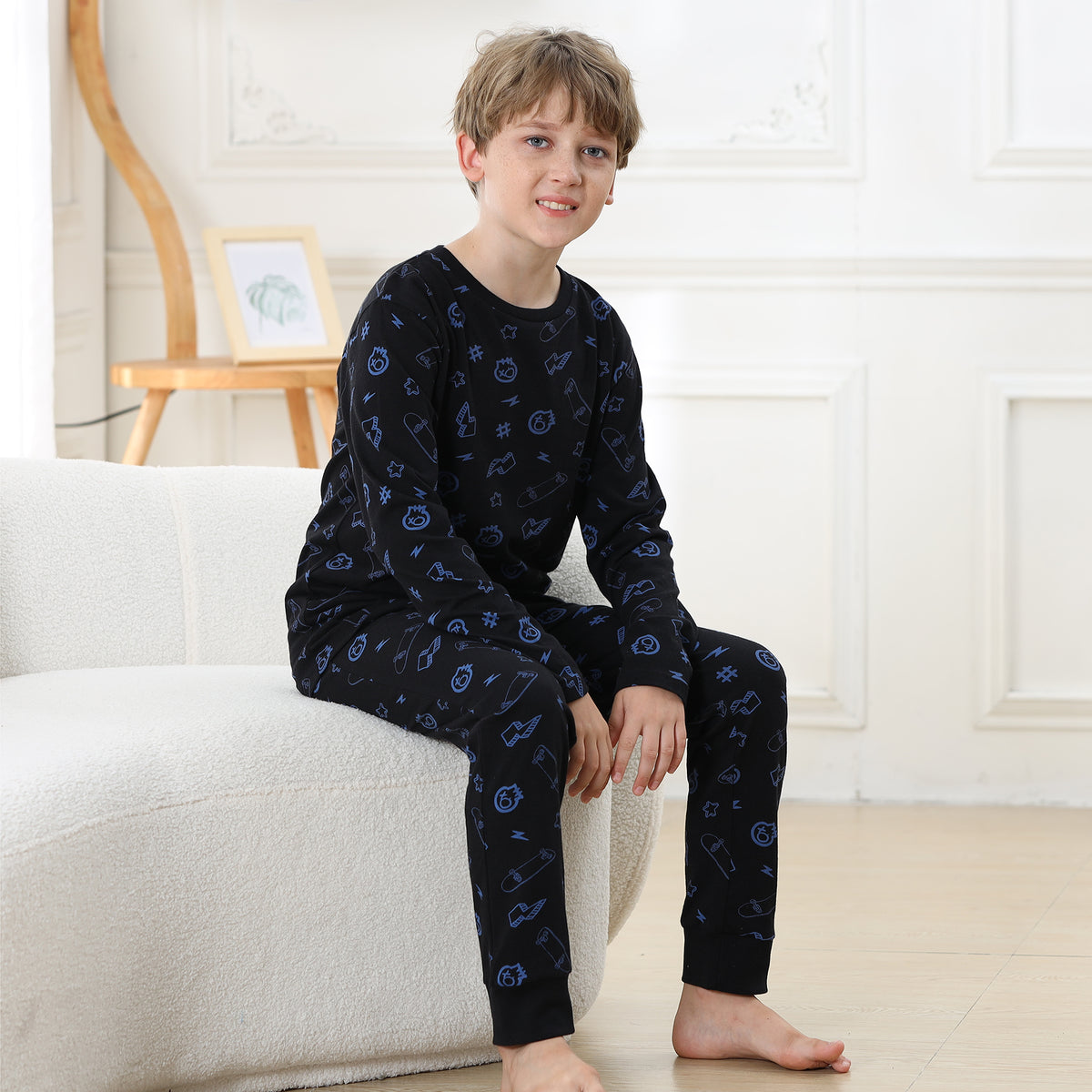 Boys Long Sleeve Skull / Skater Pyjamas