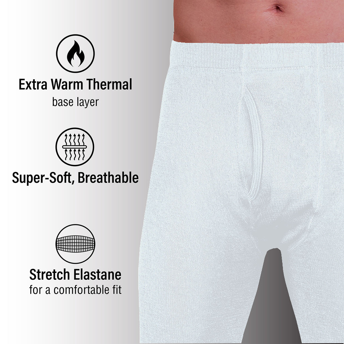 Mens Thermal Underwear Long John Ivory