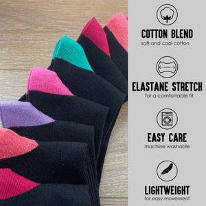 Womens 12 PK Cotton Blend Contrast Blend Socks