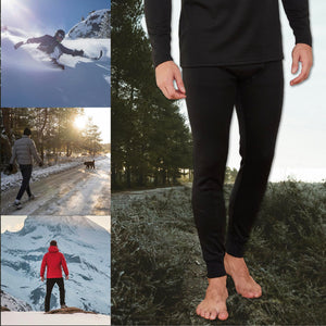 Mens Cosy Black Thermal Long Johns