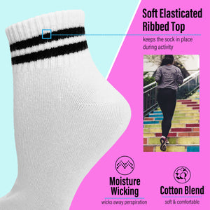 Ladies Sports Ankle Socks Crop Length White