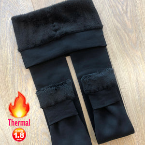 Girls Plush Black Fleece Leggings