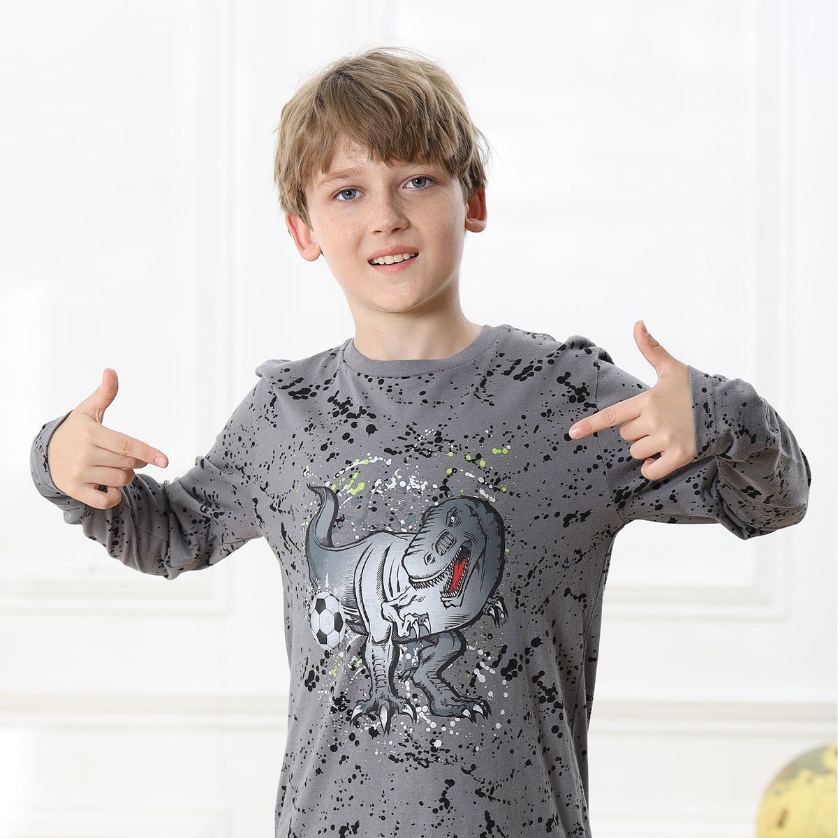 Boys Long Sleeve Dino / Football Pyjamas