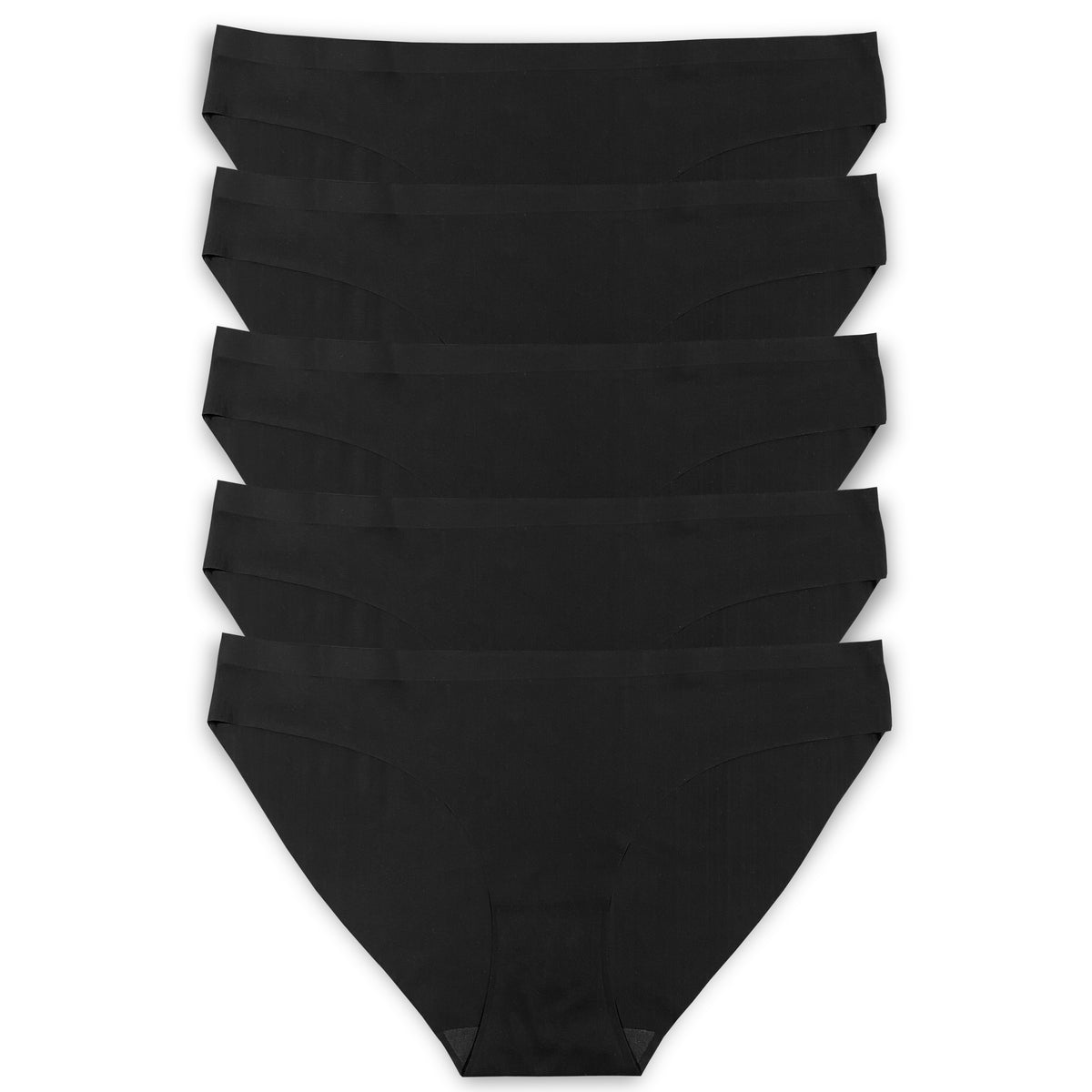 Womens 5PK No VPL Black Bikini Briefs