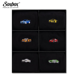 Mens 6PK Black Embroidery Socks - Soxbox