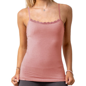 Ladies 1PK TEW Lace Cami Vest Rose