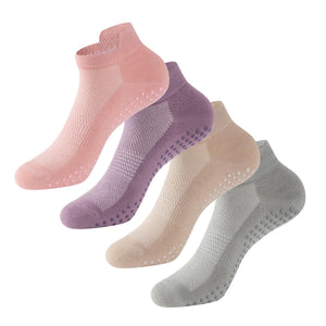 Womens 4pk Yoga & Pilates Pastel Trainer Socks