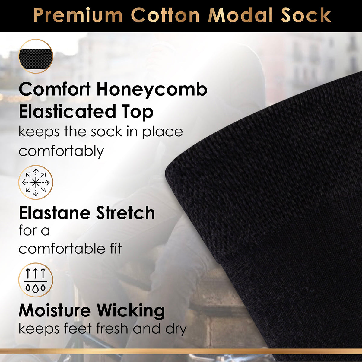 Black 6 Pack Mens Premium Modal Blend Socks