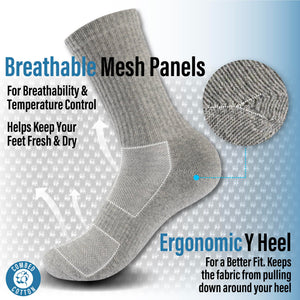 Mens 12 Pack Half Terry Grey Mix Sports Socks