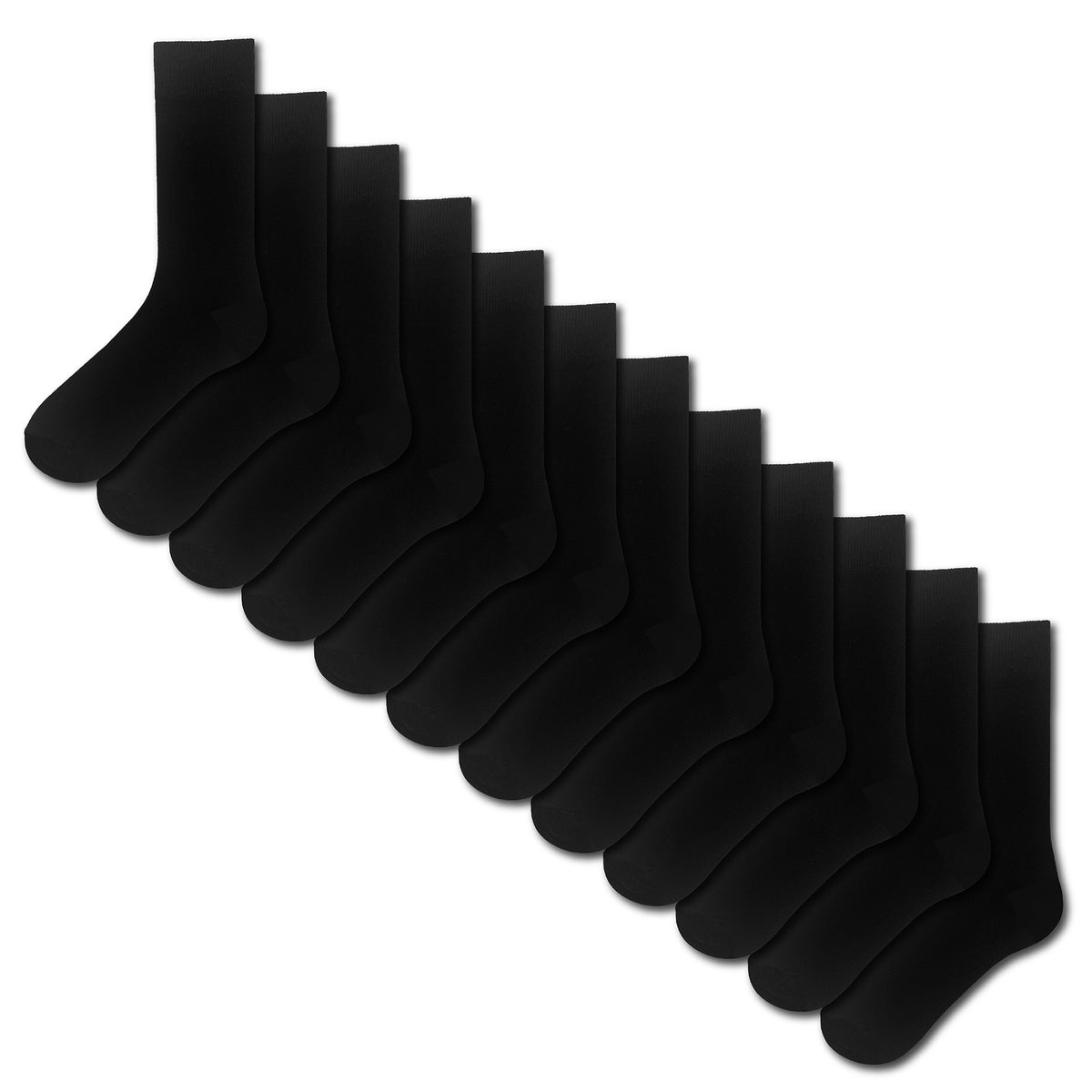 12PK Mens Black Ankle Socks - New