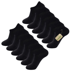 Mens12pk Bamboo Black Trainer Socks