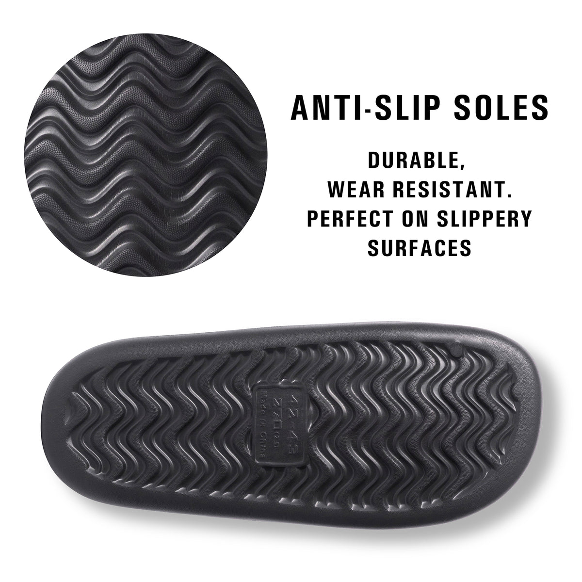 Mens Anti-Slip Adult Sliders (Black)