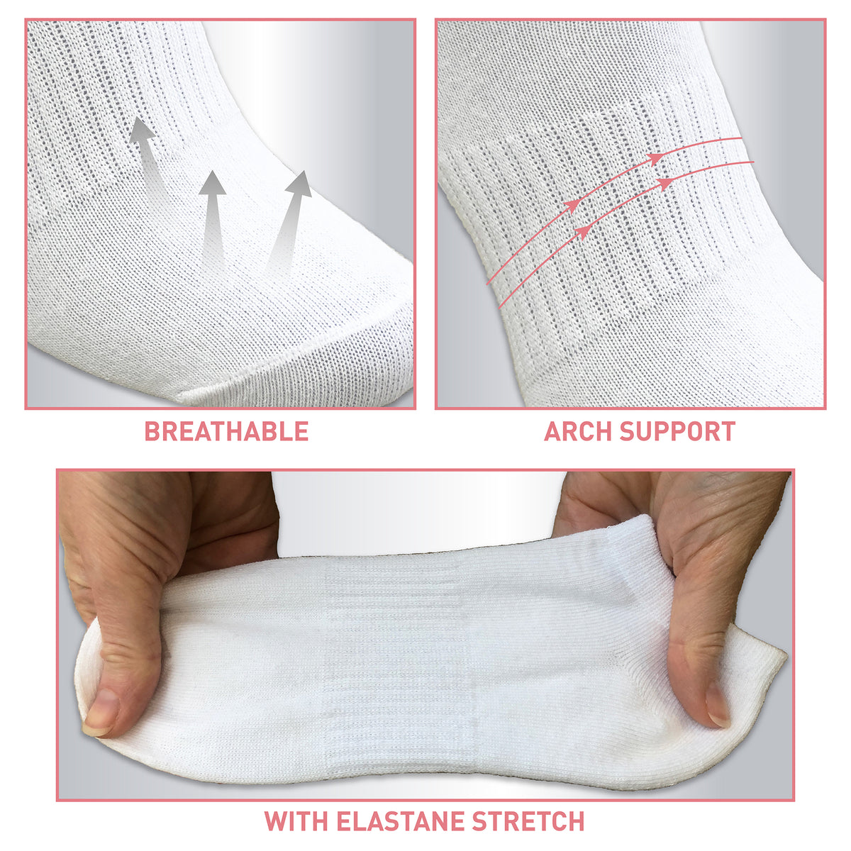 Ladies 15 Pack Cotton Blend White Trainer Liners
