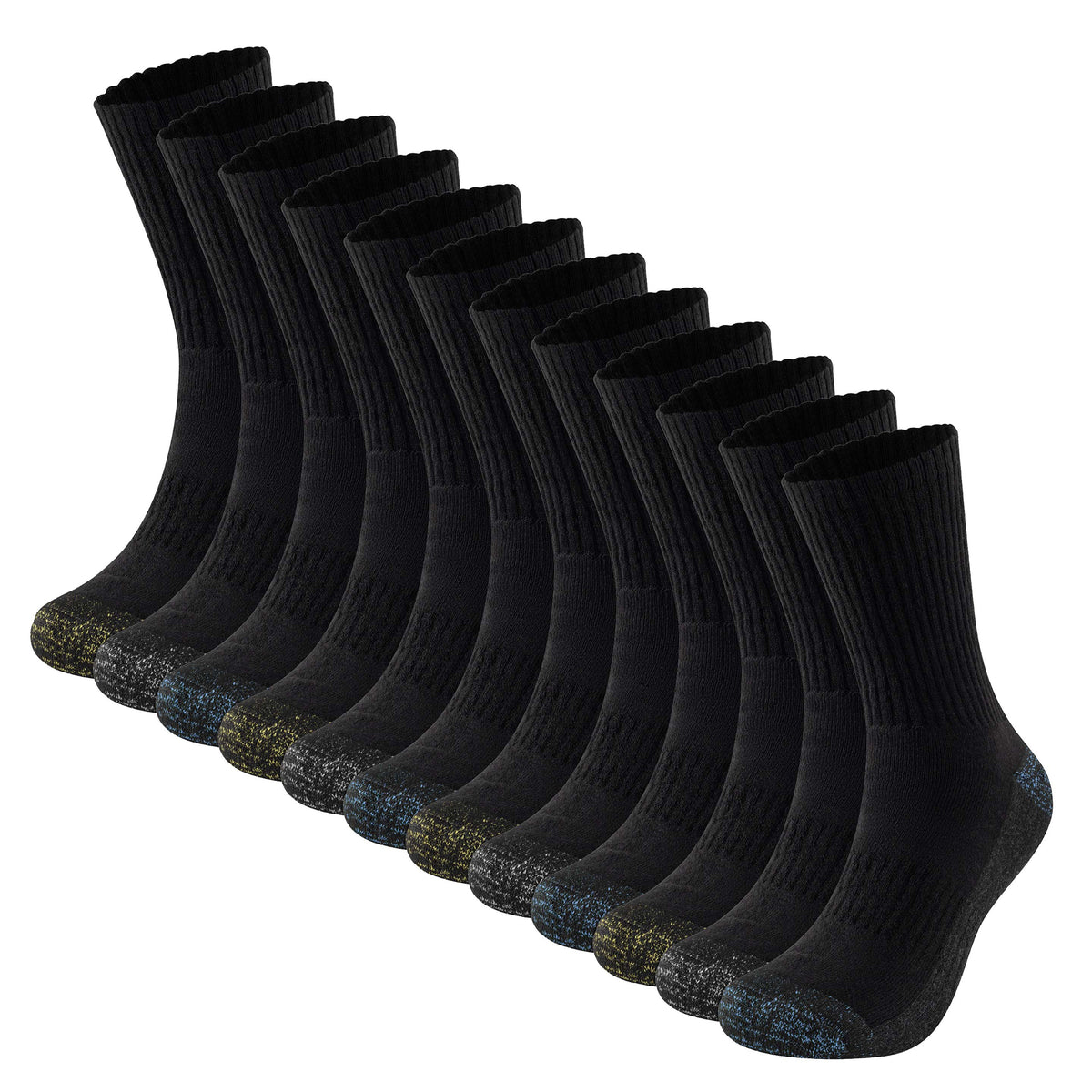 Mens 6 Pack Premium Cotton Blend Black Work Socks