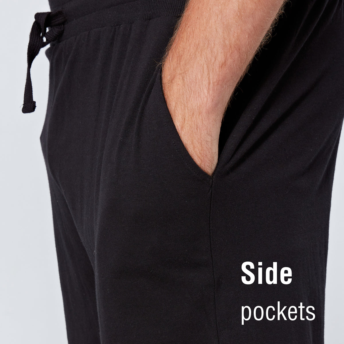 Black Open Leg Lounge Pants With Ribbed Waistband
