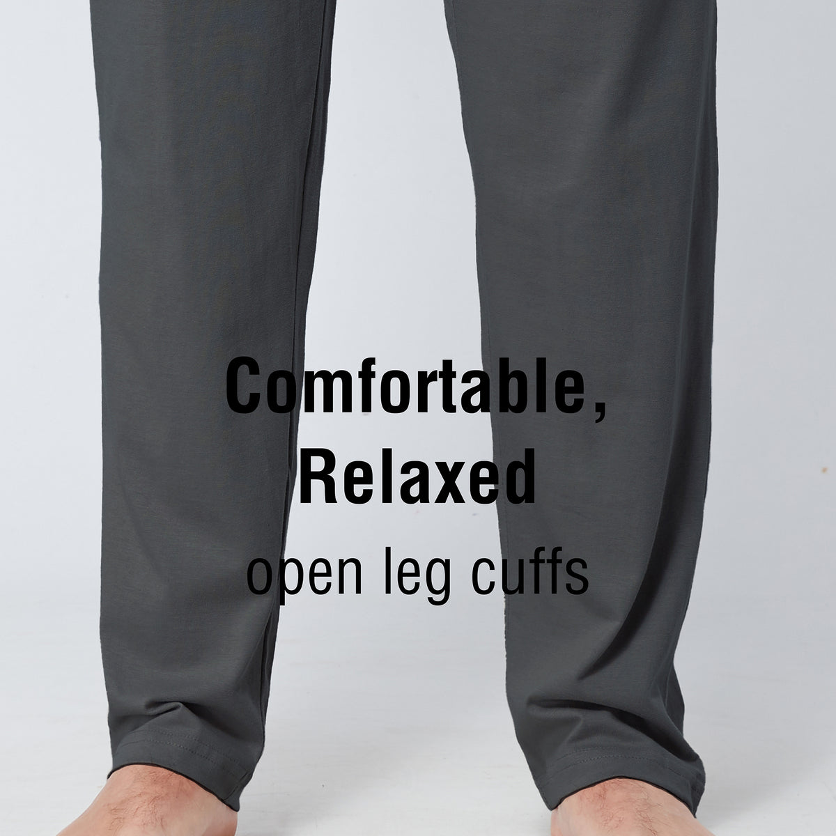 Dark Grey Open Leg Lounge Pants With Ribbed Waistband