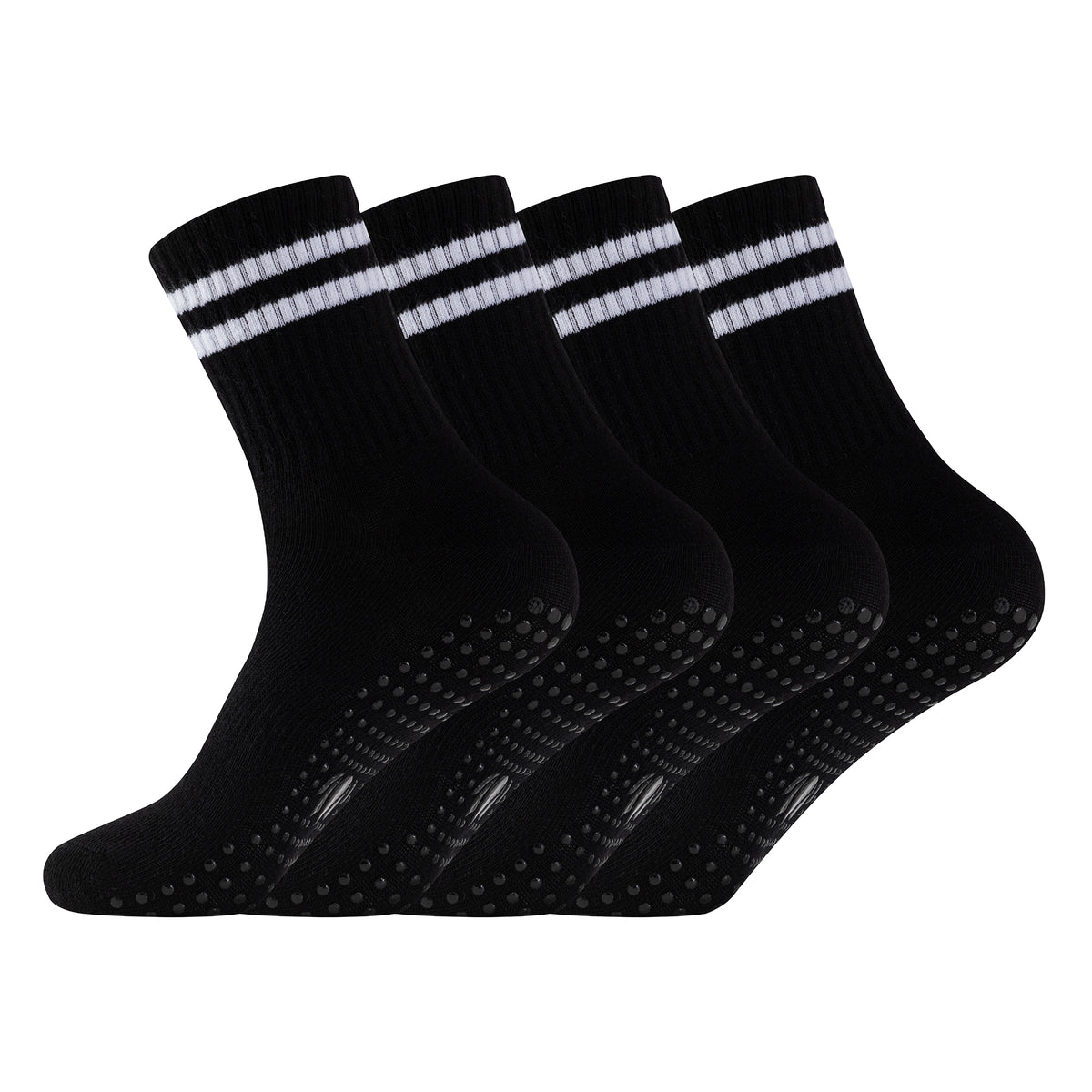 Ladies 4pk Bamboo Yoga/Pilates Black Ankle Socks
