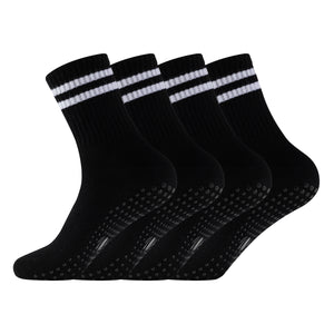 Ladies 4pk Bamboo Yoga/Pilates Black Ankle Socks