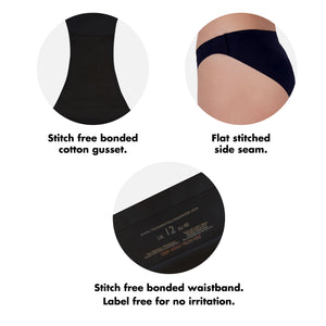 Womens 5PK No VPL Black Bikini Briefs