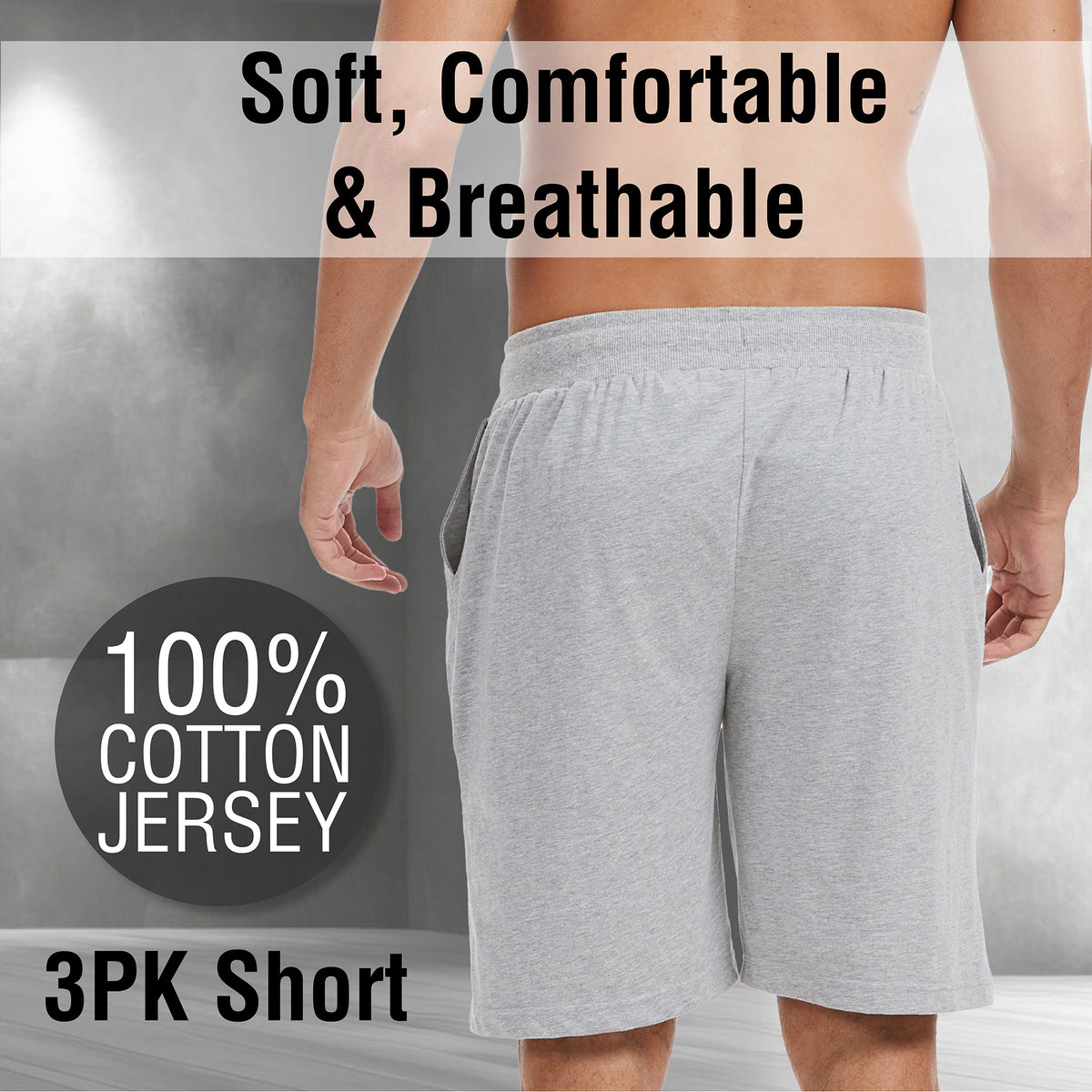 Mens 3PK Grey/Black Lounge Shorts