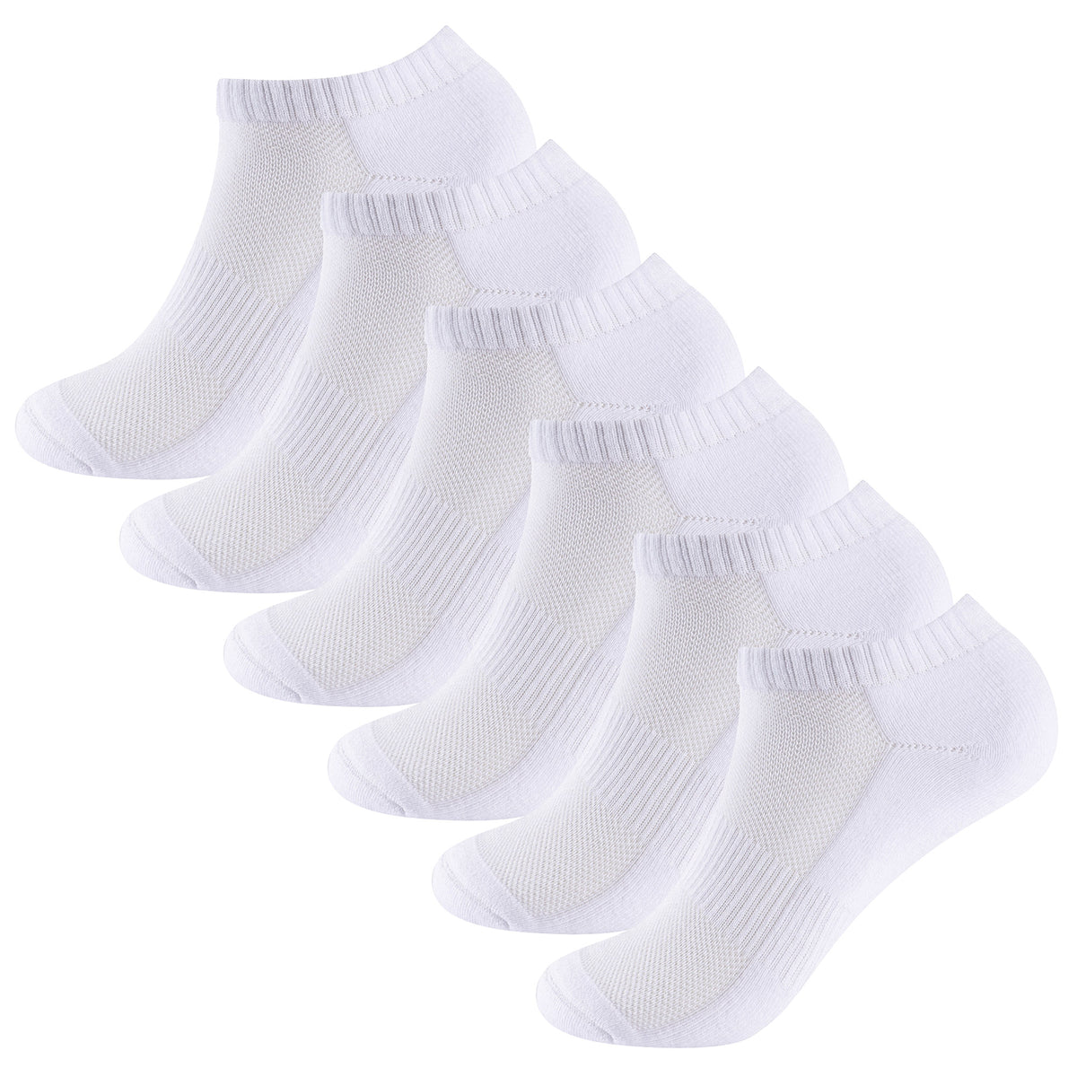 Womens 6pk Half Terry whiteTrainer Socks