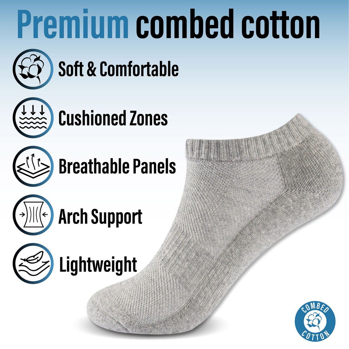Mens 6pk Half Terry Trainer Assorted Socks