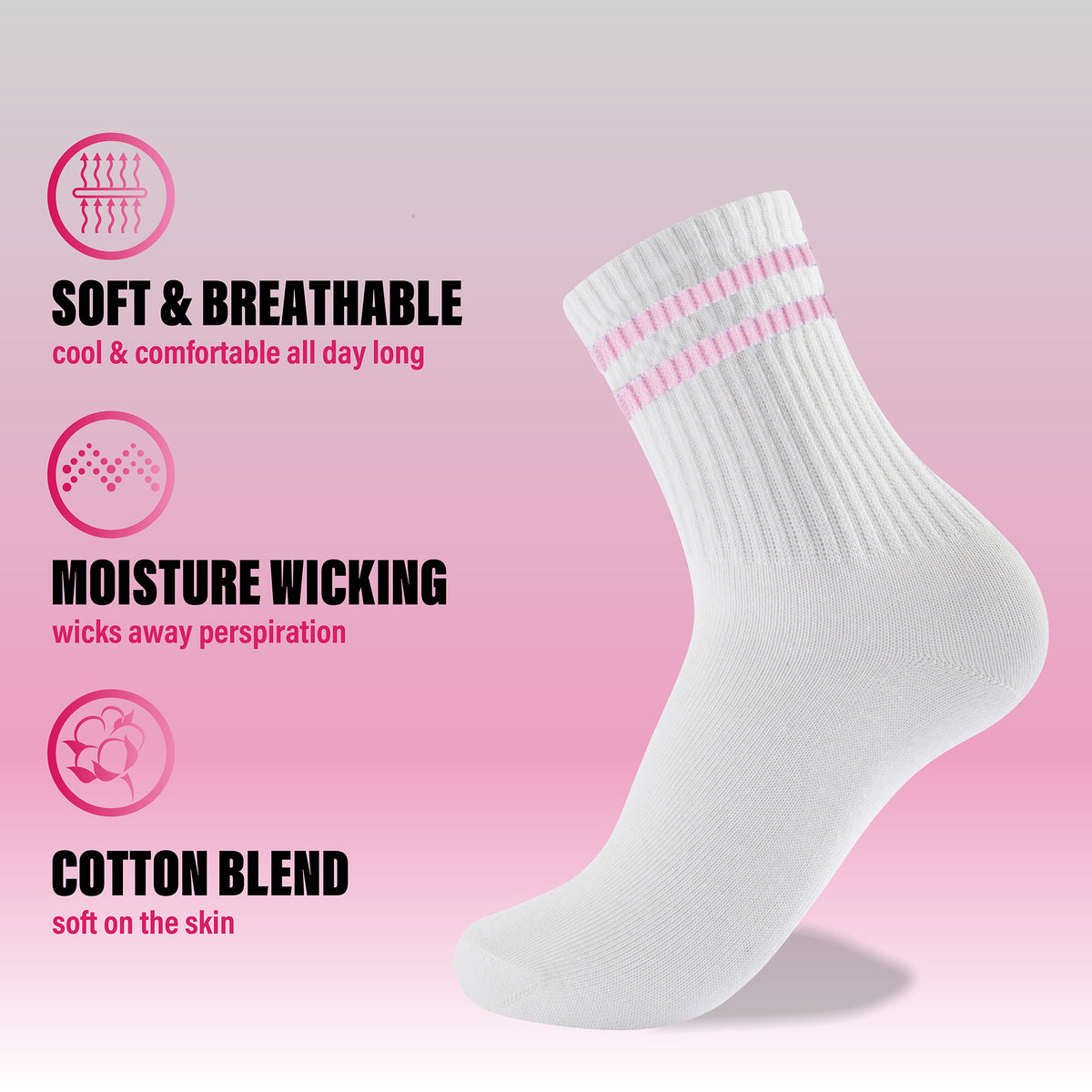 Girls 8pk Sports White Ankle Socks