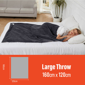 Luxurious Dark Grey Fleece Heated Electric Throw