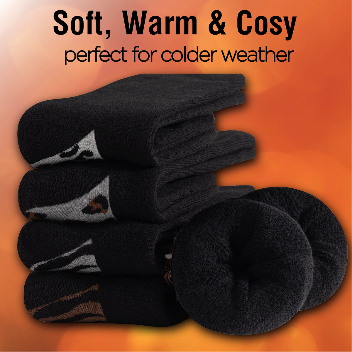 Womens 5 Pack Thermal Socks (Animal Footbed)